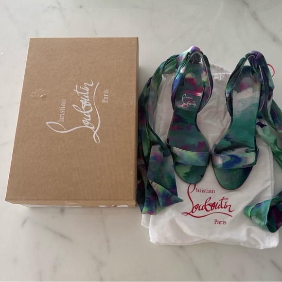 Christian Louboutin Leg Lace Heels - Teal - Picture 1 of 5